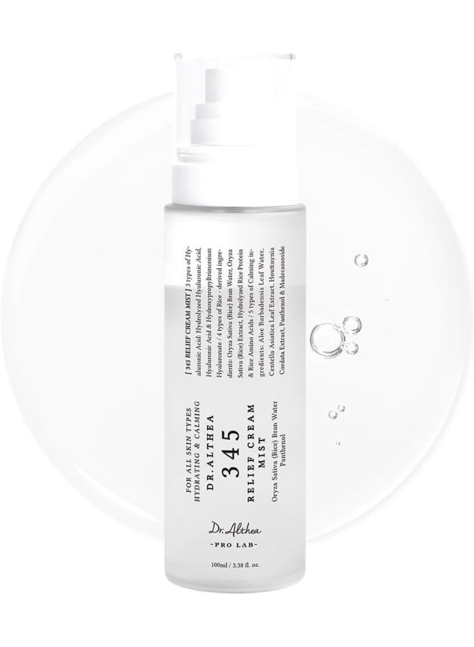 دي آر.ألثيا Dr.Althea 345 Relief Cream Mist | Hydrating Facial Mist with Rice Extract | Soothing Care for Sensitive Skin | Vegan Korean Skincare (100ml) - Image 1